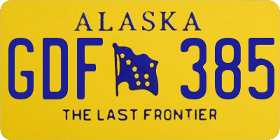 AK license plate GDF385