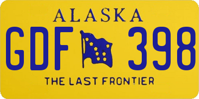 AK license plate GDF398