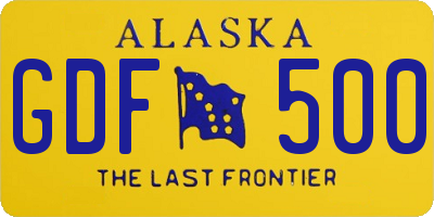 AK license plate GDF500