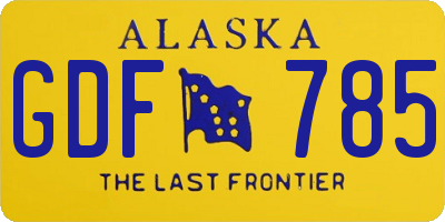 AK license plate GDF785