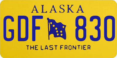 AK license plate GDF830