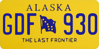 AK license plate GDF930