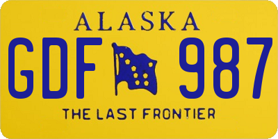 AK license plate GDF987