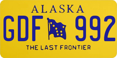 AK license plate GDF992