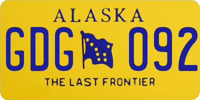 AK license plate GDG092