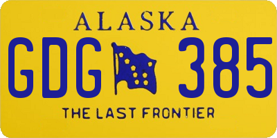 AK license plate GDG385