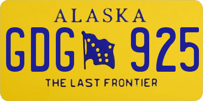 AK license plate GDG925
