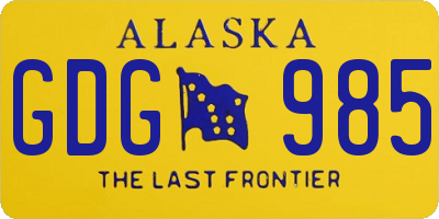 AK license plate GDG985