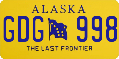 AK license plate GDG998