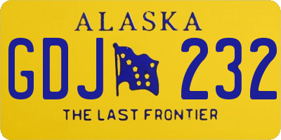 AK license plate GDJ232