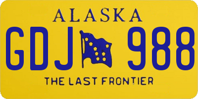 AK license plate GDJ988