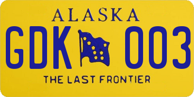 AK license plate GDK003