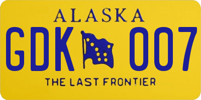 AK license plate GDK007