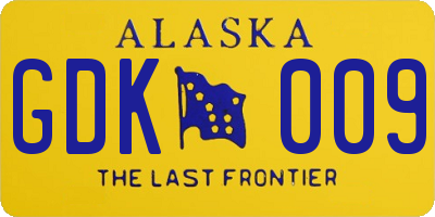 AK license plate GDK009