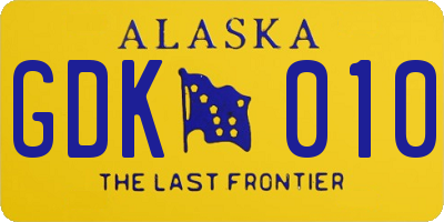 AK license plate GDK010