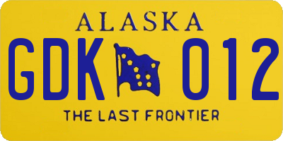 AK license plate GDK012