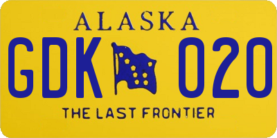 AK license plate GDK020