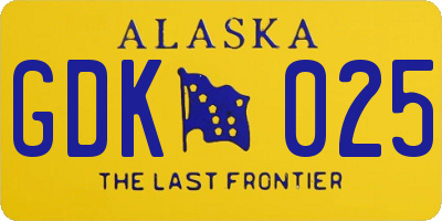 AK license plate GDK025
