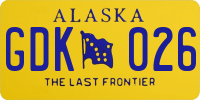AK license plate GDK026