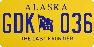 AK license plate GDK036