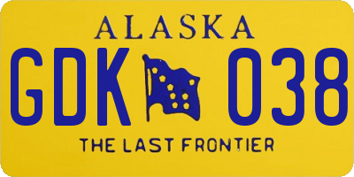 AK license plate GDK038
