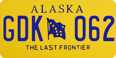 AK license plate GDK062