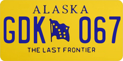 AK license plate GDK067