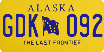 AK license plate GDK092