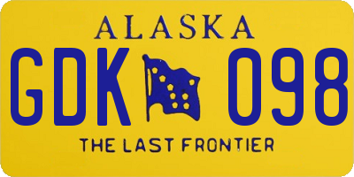 AK license plate GDK098