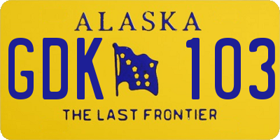 AK license plate GDK103