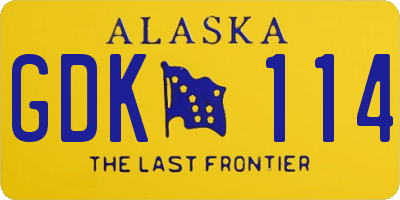 AK license plate GDK114