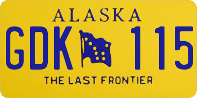 AK license plate GDK115