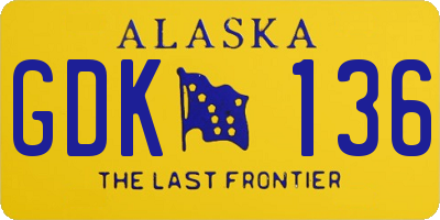AK license plate GDK136