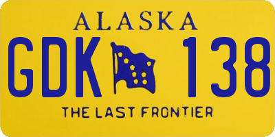 AK license plate GDK138