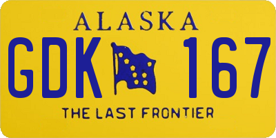 AK license plate GDK167