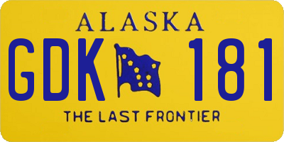 AK license plate GDK181