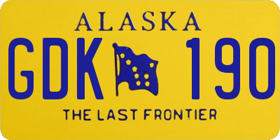 AK license plate GDK190