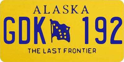 AK license plate GDK192