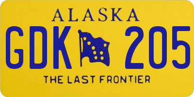 AK license plate GDK205