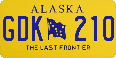 AK license plate GDK210
