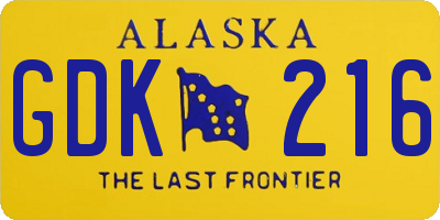 AK license plate GDK216