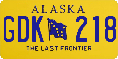 AK license plate GDK218