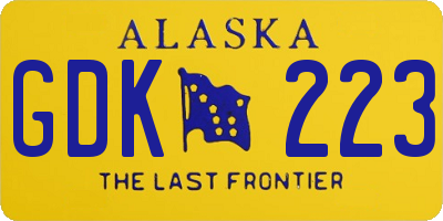 AK license plate GDK223