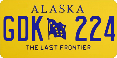 AK license plate GDK224