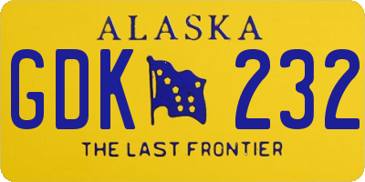 AK license plate GDK232