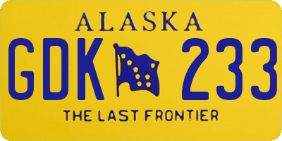 AK license plate GDK233