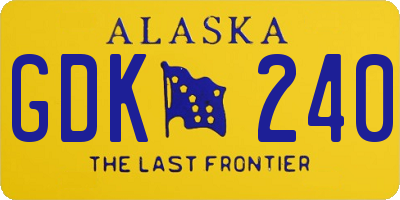 AK license plate GDK240