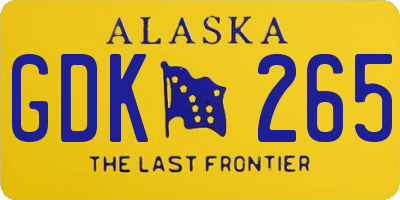 AK license plate GDK265