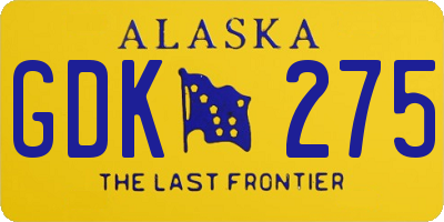 AK license plate GDK275