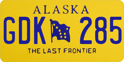 AK license plate GDK285
